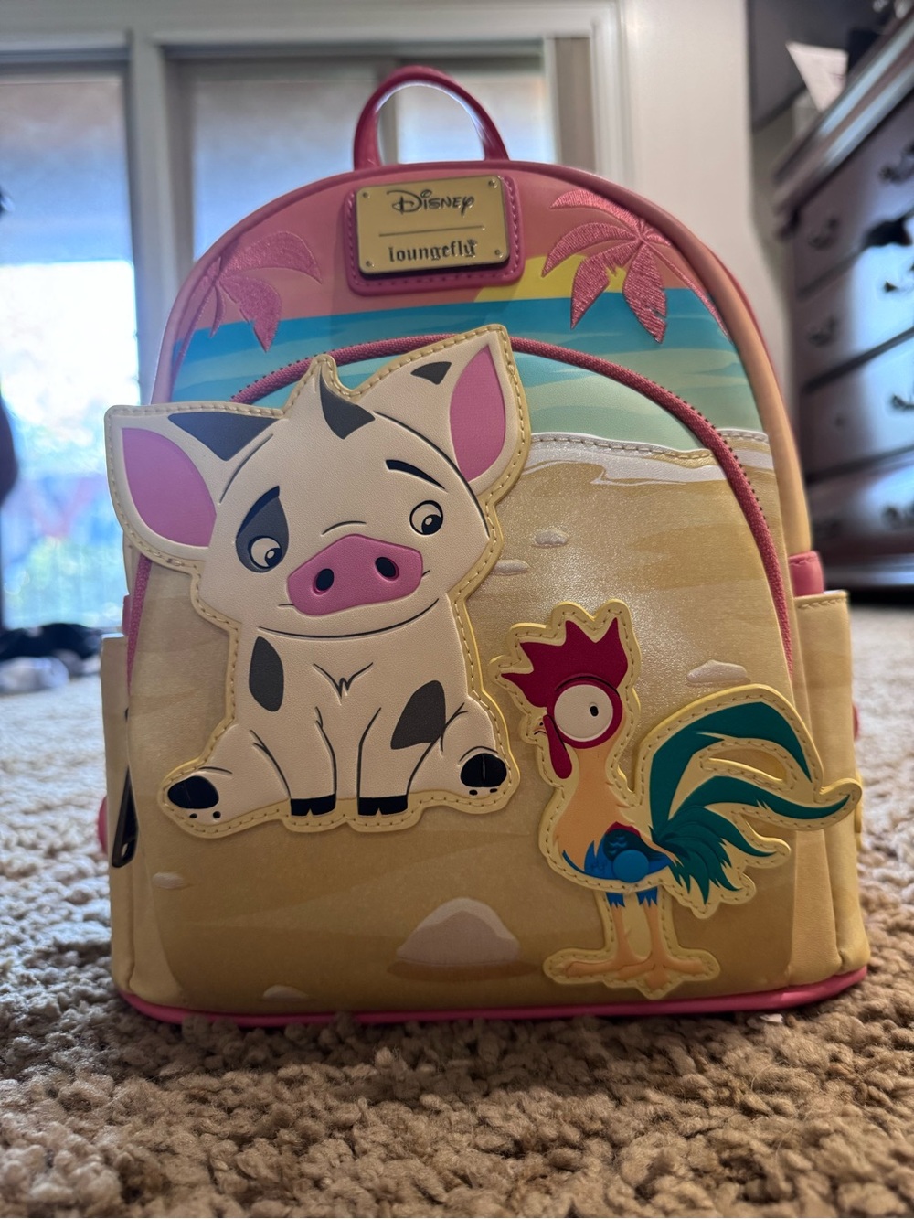 Loungefly Kids Backpack Moana Pua & Hei Hei in Pink, Tan, Teal